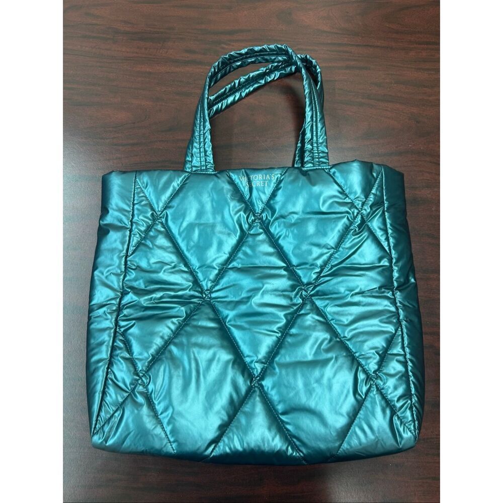 Victoria’s Secret Green Quilted Puffer Tote Bag